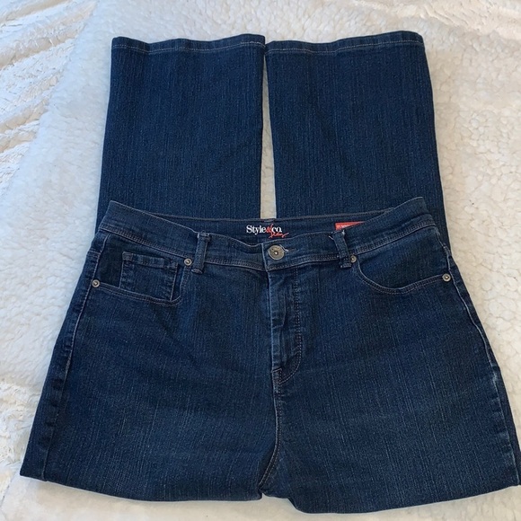 Style&co Tummy Control Straight Leg Dark Wash Jeans. EUC. Size 12 Short.​ - Picture 1 of 6